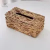 Cajas de pañuelos, servilletas, caja tejida de jacinto de agua, tapa de madera de ratán, papel sanitario, almacenamiento de bombeo para sala de estar, 2887525