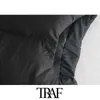 TRAF Женская мода с капюшоном скрытая внутри обрезанный мягкий жилет винтаж Винтаж без рукавов Женская верхняя одежда Chic Tops 210817