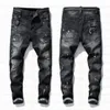 21SS Verkoop heren designer jeans noodlijdende gescheurde slanke fit motorfiets biker denim voor heren mode mans zwarte broek256y