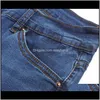 Dżinsy Odzież Odzież Drop Dostawa 2021 Moda Wiosna Casual Mens Business Blue Mid Waist Slim Fit Fit Boot Cut Semi-Flare Flare End Denim Pa