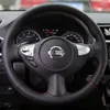 Nissan Yeni Bluebird Sylphy DIY özel deri el-dikili araba direksiyon simidi kapağı
