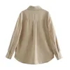 Spring Women Single Pocket Corduroy Shirt Female Long Sleeve Blouse Office Lady Loose Tops Blusas S8639 210430