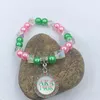 Brins de perles faits à la main grecs sororité rose vert perle transparent carré ab coloré des perles de cristal lettre 1908 charme de charme bracelet bijou du bracelet