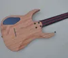 Factory Outlet-7 Strings Transparent Blue Electric Guitar with Burl Maple Veneer,Rosewood Fretboard