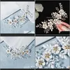 Clips Barrets Drop Livrot 2021 Forseven Luxury White Flower Peigt Elegant Beads Hairband Bride Wedding Headpeice Femmes Hair Jewelry Head