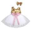 0-10Years Kid Baby Dress for Girls Princess Bow Tulle Tutu Party Bröllop Födelsedag Fancy Es Kostymer 210515