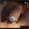 Solitaire Gemstone Diamond Bride Engagement Ring Wedding Fashion Jewelry Women Rings Christmas Gift Will And Sandy Drop F6Dss Mgr5U