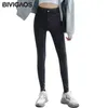 BIVIGAOS High Waist Waistline Letter Stitching Pencil Pants Women's Spring Autumn Black Jeans Leggings Skinny Slim Jeggings 211129