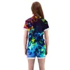 Damskie kombinezony Pajacyki Mężczyźni Kobiety Geometria Print Zipper Romper Playys Uryskiwane Z Krótkim Rękawem V Neck Fit Slim Kombinezon Casual Kombinezony Plus Rozmiar