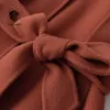 Fansilanen longo casual 100% casaco de lã mulheres bandagem lanterna manga vintage misturar jaqueta enverbiente feminina de inverno mais 210607