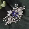 Haarclips Bronrettes mode zilveren kleur ontwerp tiaras bruiloft kammen kristal parels handgemaakte bloemen kopstuk vrouwen hoofdband sieraden