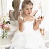 Été Perles Fille Robe 2021 Blanc Dos Nu Filles Adolescente Princesse Robe Irrégulière Tutu 2-6 ans Rose Enfants Robes Rose Q0716