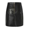 Benuynffy Sexy taille haute PU jupes en cuir automne hiver noir fendu mini femme streetwear fermeture éclair moulante 210621