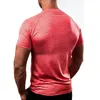 Erkek Jogger Egzersiz Tee Tops Kısa Kollu Hızlı Kuru Katı T-Shirt Erkekler Spor Salonları Fitness Vücut Geliştirme Skinny T-Shirt