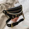 Designer-Waist Bags Solid Color Chest Bag Chain Woman Shoulder PU Leather Beaded Messenger Letter Luxury Handbags Women330H