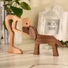 Wooden Desk Decoration Women Statue Carving Dog Craft Wood Men Statue for Home Decor Figurines Miniatures Table Ornaments 210811