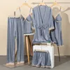 Vrouwen Orange Pyjama Set Sexy Kant Trim 5 Stks Nachtkleding Femme Satin Sleep Set Casual Pijamas Pak V-hals Loungewear Home Kleding Q0706