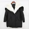 Women's Fur & Faux Brand Real Coat 2022 Winter Jacket Women Parka Natural Big Collar Hooded White Duck Down Warm Army Green