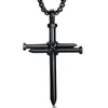 Collier pendentif croix Hip Hop en acier inoxydable pour hommes femmes Punk noir or argent titane ongles bijoux religieux en gros