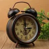 Vintage Night Light Alarm Clock European Retro Metal Bedside Mute Needle Table Gets bed Ringing Bell 210804