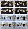 Chen37 NCAA Football 84 Antonio Brown 7 Ben Roethlisberger 43 Troy Polamalu Jerseys 83 Heath Miller 86 Hines Ward 32 Franco Harris preto branco