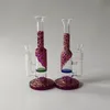 Coloré 9 pouces Type droit Bangs en verre Heady 14mm Joint femelle Narguilés 3mm d'épaisseur OD 20mm Conduites d'eau Honeycomb Perc Oil Dab Rigs avec bol WP533