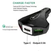 PD-autolader 3 poort Snel opladen 7A 35W Type C Safety QC3.0 Snelle carcharger voor Samsung met doos