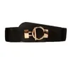 Cinture Cintura con fibbia dorata per le donne Moda ampia cintura elastica Abito e cappotto color beige nero Regalo Cummerbunds2980