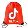 Tiktok Kids DrawString Bag Ryggsäck Pocket Rope axlar Shopping Ryggsäck Training For Boys Girls Candy Colors Sportväskor G36T09435037