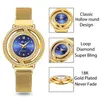 MISSFOX Orologio magnetico da donna Luxury Brand impermeabile con diamanti da donna Orologi al quarzo blu cavo elegante orologio da polso da donna in oro 210310