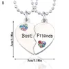 Hänge halsband Broken Heart Blue/Sky Blue/Red Rhinestones Necklace Friends Forever 4 PCS SPLICING FROSSSION Gifts