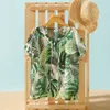 Arrival Leaf Print Short Sleeves Cover Up for Mommy and Me 210528