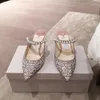 Lüks Bing Armut Rhinstone Flats Ayakkabı Sandalet Kadın Kristal Kayışı Zapatos Mujer Slingback Terlik Sandal Seksi Parti Düğün Nedime