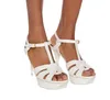 Zomer Dames Tribute Patent Zacht Lederen Platform Sandalen Dames Designer Schoenen T-riem Hoge Hakken Sexy Gladiator Open Teen Dia's met Doos