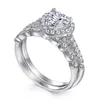 Set di fedi nuziali in argento sterling 925, anelli di fidanzamento con diamanti con zirconi cubici a cuore d'amore da donna