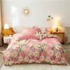 Ensembles de literie Ensemble 4 pièces rose style japonais dessin animé cochon motif housse de couette literie comprennent drap de lit taie d'oreiller couette Océanie