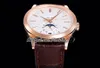 GRF Complications Calendrier Annuel 5396R A324CS Automatique Montre Homme Or Rose Cadran Blanc Marqueurs de Bâton Phase de Lune Cuir Marron Super Edition Montres Puretime D4