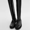 Meotina Ins Dames Lederen Riding Boots Med Heel Ronde Teen Schoenen Dikke Hak Knie Hoge Laarzen Dame Herfst Winter 42 Bruin 210911