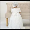 Robes Vêtements Bébé Enfants Maternité Drop Livraison 2021 Born Baptême Robe Filles 024M Robe Dentelle Solide Dos Sangle Vêtements Bébé Tenues Blanc