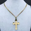Подвесные ожерелья 2022 Крест из нержавеющей стали Двойное ожерелье для женщин/мужчин Золотое заявление о цвете ювелирные изделия Colgante Oro N9528S05