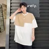 IEFB Summer Oversized T-shirt For Men Contrast Color Patchwork Round Neck Loose Men's Short Sleeve T-shirts Tee 9Y7719 210524