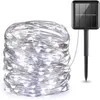 72ft 10M 100 LED Solar Strip Light Home Garden Copper Wire Light String Fairy Outdoor Solar Powered Christmas Party Decor Y0720