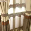 Nowoczesna zasłona do salonu jadalni sypialnia minimalistyczny chiński styl splicing tkaniny wykończone kurtyny Tulle francuski okno 211203