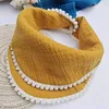 INS Double Layers Infant bibs Solid Color Tassel Style 100% Organic cotton Lunch Burp Towel Saliva Baby Kids Infants washed