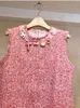 Luxury Brand Dress Women Party Birthday Gift Vestidos De Festa Tweed Vest High-end Beading Office Female es 1 210428