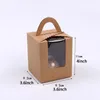 Tek Cupcake Kutuları ile Temizle Pencere Kolu Taşınabilir Macaron Kutusu Mus Kek Aperatif Kutuları Kağıt Paketi Kutusu Doğum Günü