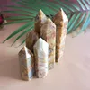 Natural Crystal Point Wand Crazy Agate Onyx Energy Tower Artes Ornamento Mineral Healing Quartz Pillar