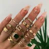 Bohemian Retro Sapphire Ring Set Flower Leaves Gem Antique Gold Silver Crystal Crown Rings for Women Wedding Gift Party Jewelry Wholesale Price