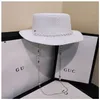 Wide Brim Hats 2021 Sun Hat For Women Straw Flat Top Pearl Chain Fedoras Ladys Summer Cap Visors Elegant Vintage