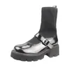 2021 mode kvinna stövlar stickade elastiska boot lady sock booties fashionabla bekväma läder martin boot size 35-40